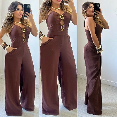 Macacão Longo Pantalona De Alça