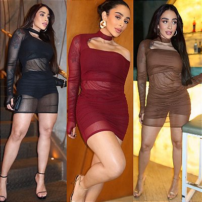Vestido Curto Ombro Único Tule