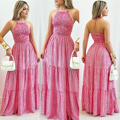 Vestido Longo Xadrez