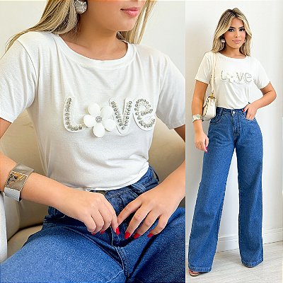 Blusa De Manga Curta Bordada