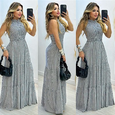 Vestido Longo Xadrez