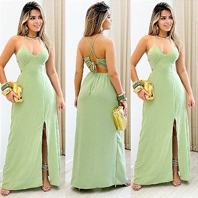 Vestido Longo De Alça C/ Fenda
