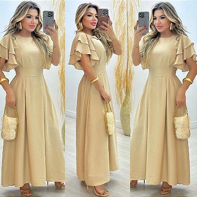 Vestido Longo Manga Curta