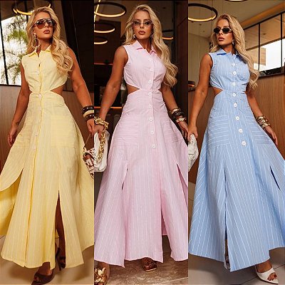 Vestido Longo Listrado