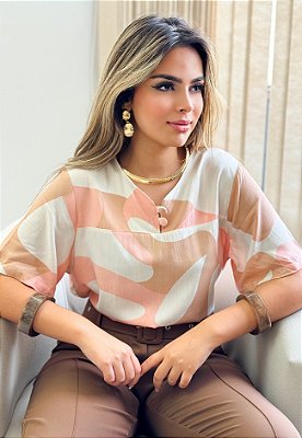 Blusa Manga Curta Estampada
