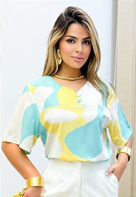 Blusa Manga Curta Estampada