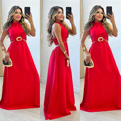 Vestido Longo De Gola