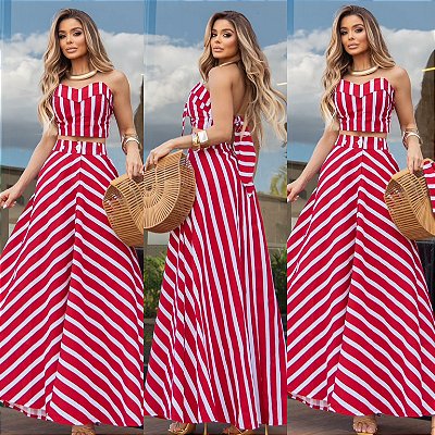 Conjunto De Cropped & Saia Longa