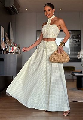 Conjunto De Cropped & Saia Longa