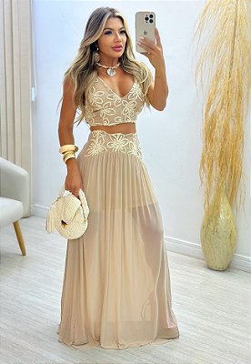 Conjunto De Cropped & Saia Longa