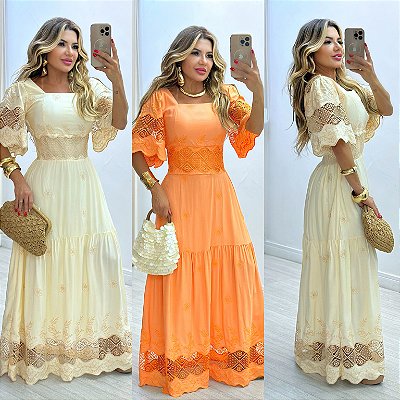 Vestido Longo De Manga Curta