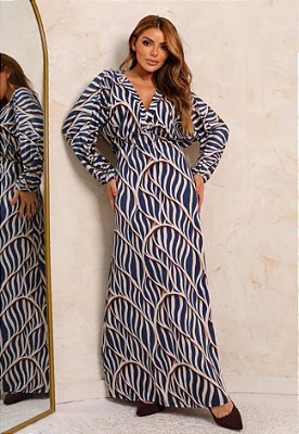 Vestido Manga Longa Estampado