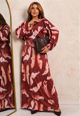 Vestido Manga Longa Estampado