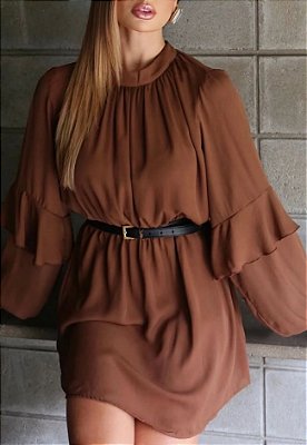 Vestido Curto De Manga Longa