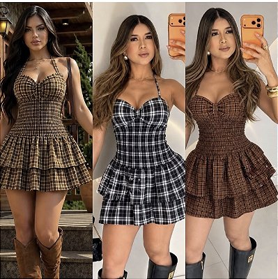 Vestido Curto Xadrez