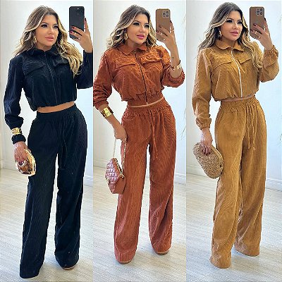 Conjunto De Calça & Blusa Veludo