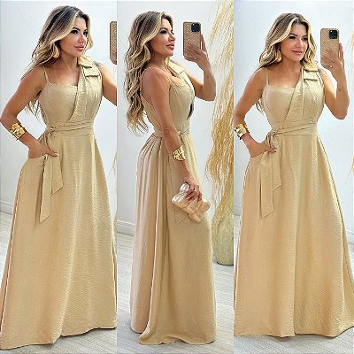 Vestido Longo Ombro Único C/ Laço