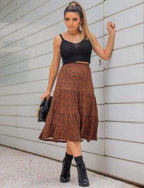 Saia Animal Print Midi