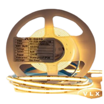 FITA DE LED COB 12V BRANCO QUENTE (3000K) 3825 480LED + IP20 + 5M