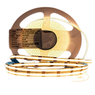 FITA DE LED COB 12V BRANCO QUENTE (3000K) 360LED + IP20 + 5M