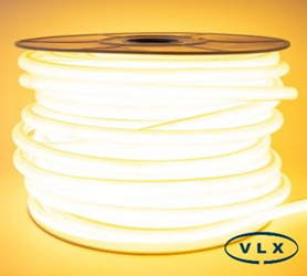FITA DE LED NEON SILICONADA 110V BRANCO QUENTE (3000K) 360° 3528 144LED + IP67 + 100M (TOMADA)