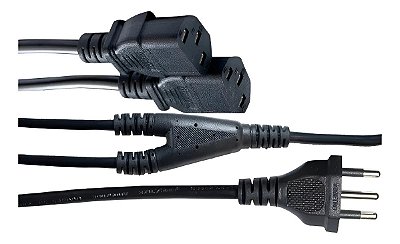 CABO DE FORÇA TRIPOLAR CPU 10A COM PLUG FÊMEA C13 2 VIAS 180° MACHO TRIPOLAR 180°