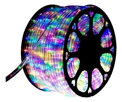 FITA DE LED REDONDA 110V COLORIDA 3528 60LED + IP67 + 100M (TOMADA)