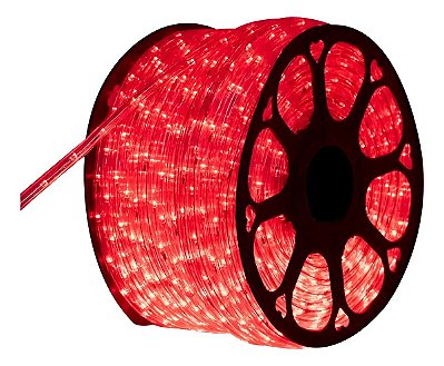 FITA DE LED REDONDA 110V VERMELHO 3528 60LED + IP67 + 100M (TOMADA)