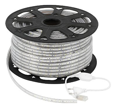 FITA DE LED 127V BRACO NEUTRO (4000K) 3528 120LED + IP67 + 100M (TOMADA)
