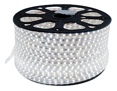 FITA DE LED 127V BRACO FRIO (6500K) 3528 120LED + IP67 + 100M (TOMADA)
