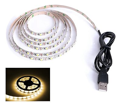 FITA DE LED 5V BRANCO QUENTE (6500K) 3528 60LED + IP20 + 3M