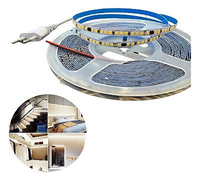 FITA DE LED 110V BRANCO NEUTRO (4000K) 3528 240LED + IP20 + 10M (TOMADA)