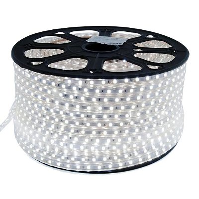 FITA DE LED 220V BRANCO FRIO 3528 120LED + IP68 + 100M (TOMADA)