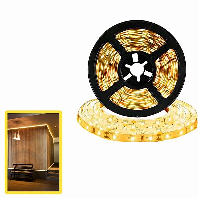 FITA DE LED 12V BRANCO QUENTE (3000K) 3528 240LED + IP20 + 5M