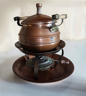 Panela de Fondue em Cobre com Acessórios