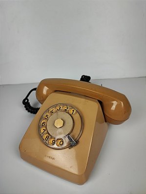 Telefone De Disco Antigo Simens Bege Anos 70