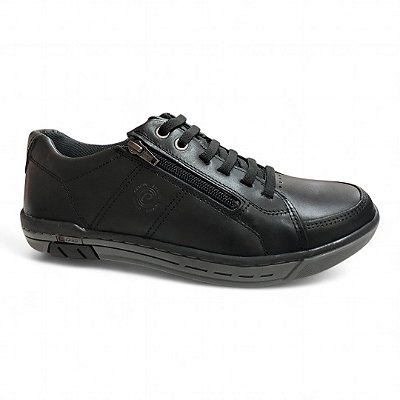 Sapatênis Masculino Pegada Couro - 119313-04 - Preto