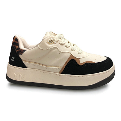 Tênis Feminino Via Marte Casual - 209-005-01 - Bege-Preto