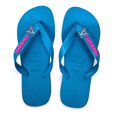 Chinelo Feminino Havaianas Top Personalizada Pin Placa Logo,Pin Stitch - Turquesa