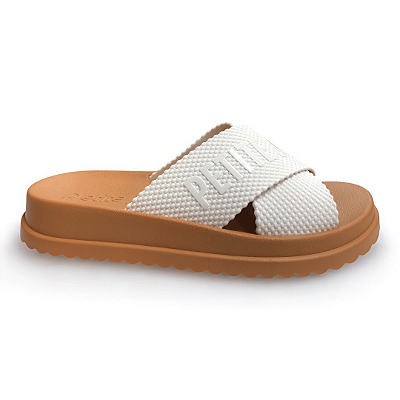 Chinelo Feminino Petite Jolie - PJ6812II-67634 - Branco-Marrom