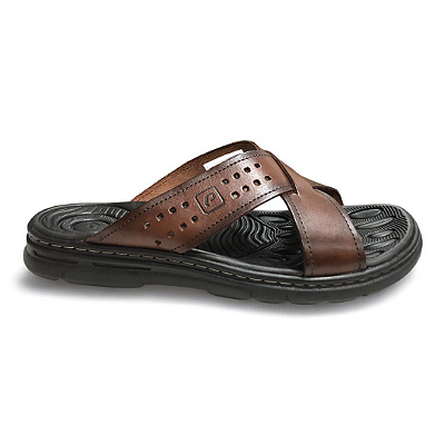 Chinelo Masculino Pegada Couro - 134201-01 - Marrom