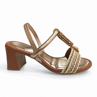 Sandália Feminina Mississipi Salto Grosso - MF921 - Marrom