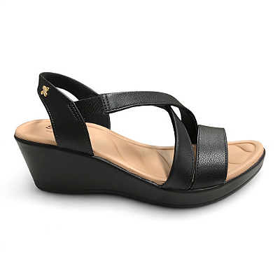 Sandália Feminina Softli Salto Anabela - 10006.10292 - Preto