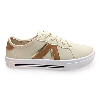 Tênis Feminino Moleca Casual - 5667.753 - Branco Off-Camel