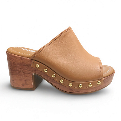 Tamanco Feminino Moleca Salto Grosso - 5549.107 - Marrom