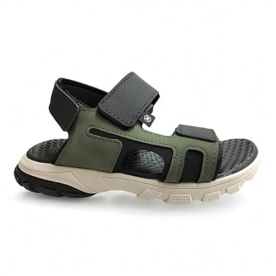 Sandália Infantil Menino Molekinho Papete - 2424.110 - Verde-Preto