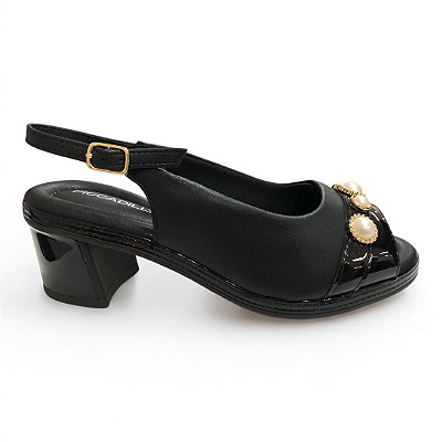 Sandália Feminina Piccadilly Joanete Sato Bloco - 566077-4 - Preto