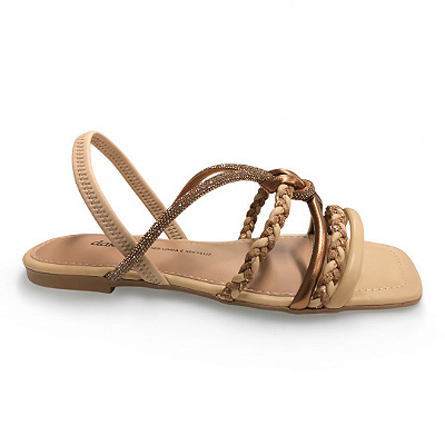 Sandália Feminina Dakota Rasteira - Y9601 - Bege-Bronze