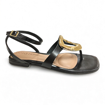 Sandália Feminina Beira Rio Rasteira - 8560.104 - Preto