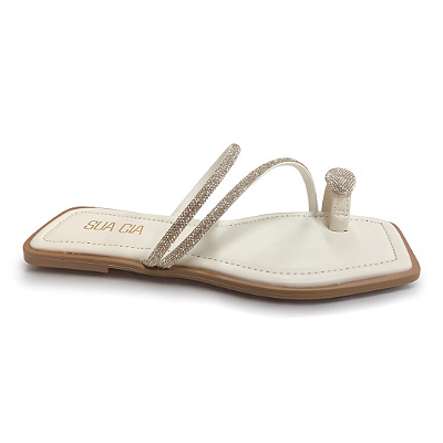 Rasteira Feminina Sua Cia - 8408.16229 - Prata-Branco-Off